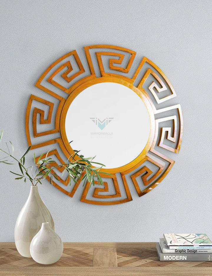 Teak Versace Decorative Mirror - Mirrorwalla